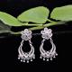 Chandbali Floral Medial Silver Filigree Stud Earrings